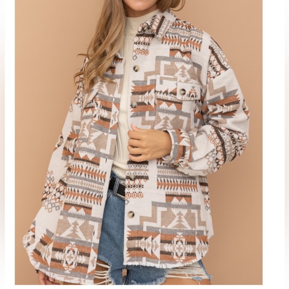 Blue B Tops - NWT! "June" Western Aztec Oversized Shacket